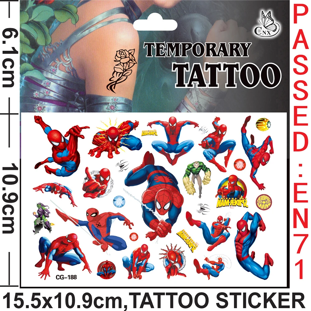 Disney Avengers Spiderman Luminous Tattoo Stickers For Kids Cool Body Art Waterproof Fake Temporary Tattoos Children Toys Gifts