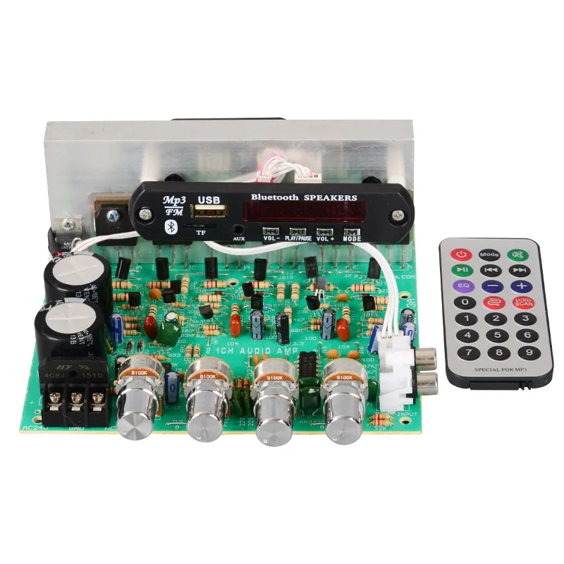 DX-2.1 Bluetooth power amplifier board 2.1 channel, high power can be plugged into U disk TF card 3.5 audio