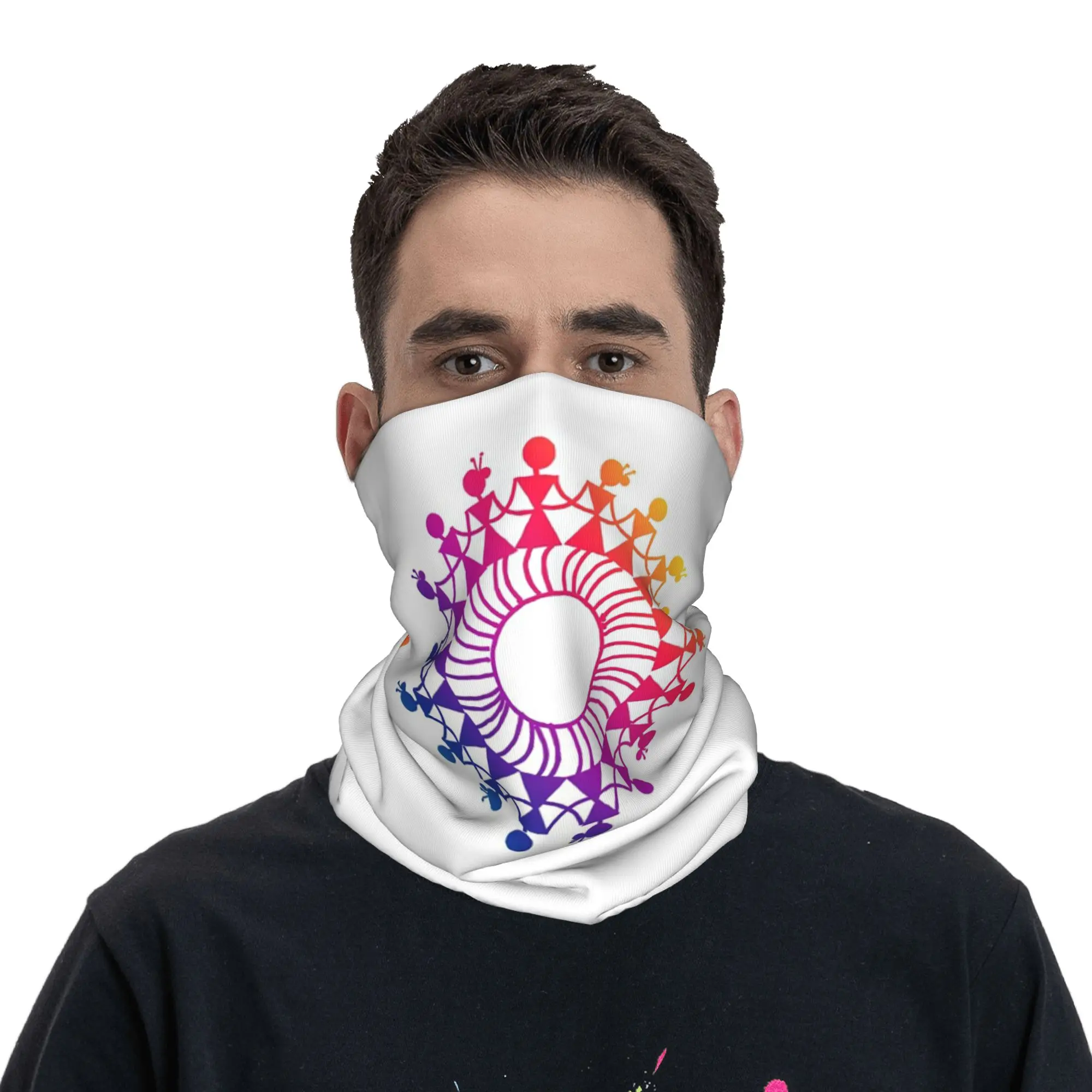Tribal Art Warli Bandana Neck Gaiter Printed Mask Scarf Face Mask Cycling Unisex Adult All Season