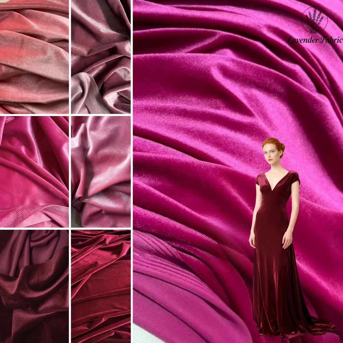 

Wine red rose red soft velvet with elastic fabric suitable sewing formal dress DIY background, wedding party decoration curtains