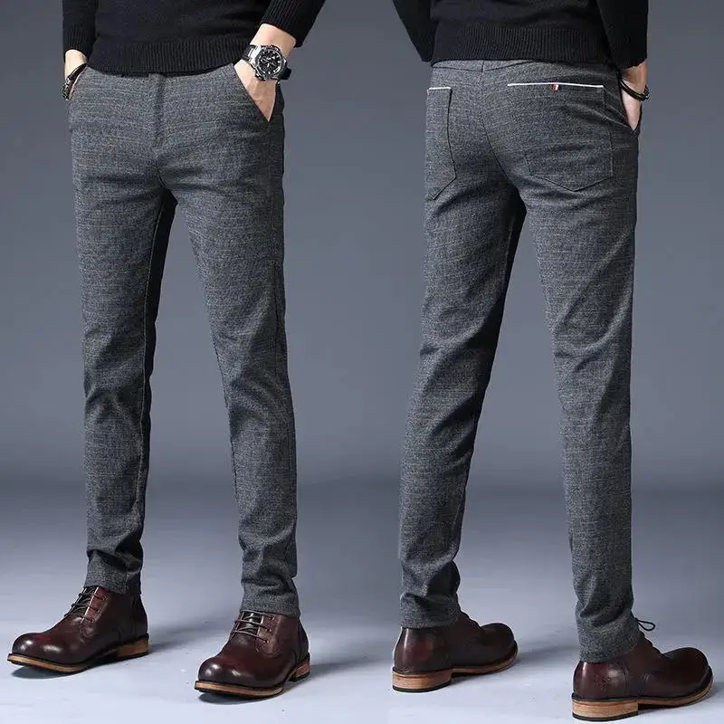 

Мужские повседневные брюки, весенне-летний стиль, облегающие классические брюки прямого кроя, мужские брюки в корейском стиле