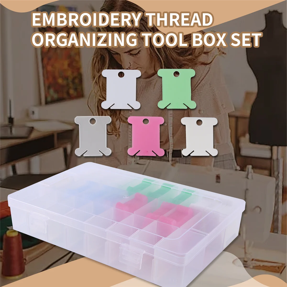 152Pcs Accessories Including Embroidery Thread Bobbins Organizer Box and Floss Number Sticker