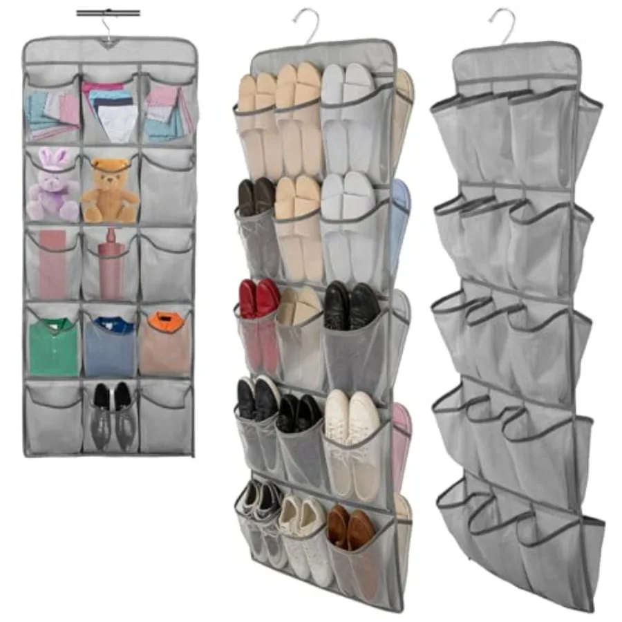 

Набор из 2 шт. (30 больших карманов) двусторонний подвесной органайзер для обуви в шкаф, с вращающейся на 360° вешалкой, экономия места, размер S