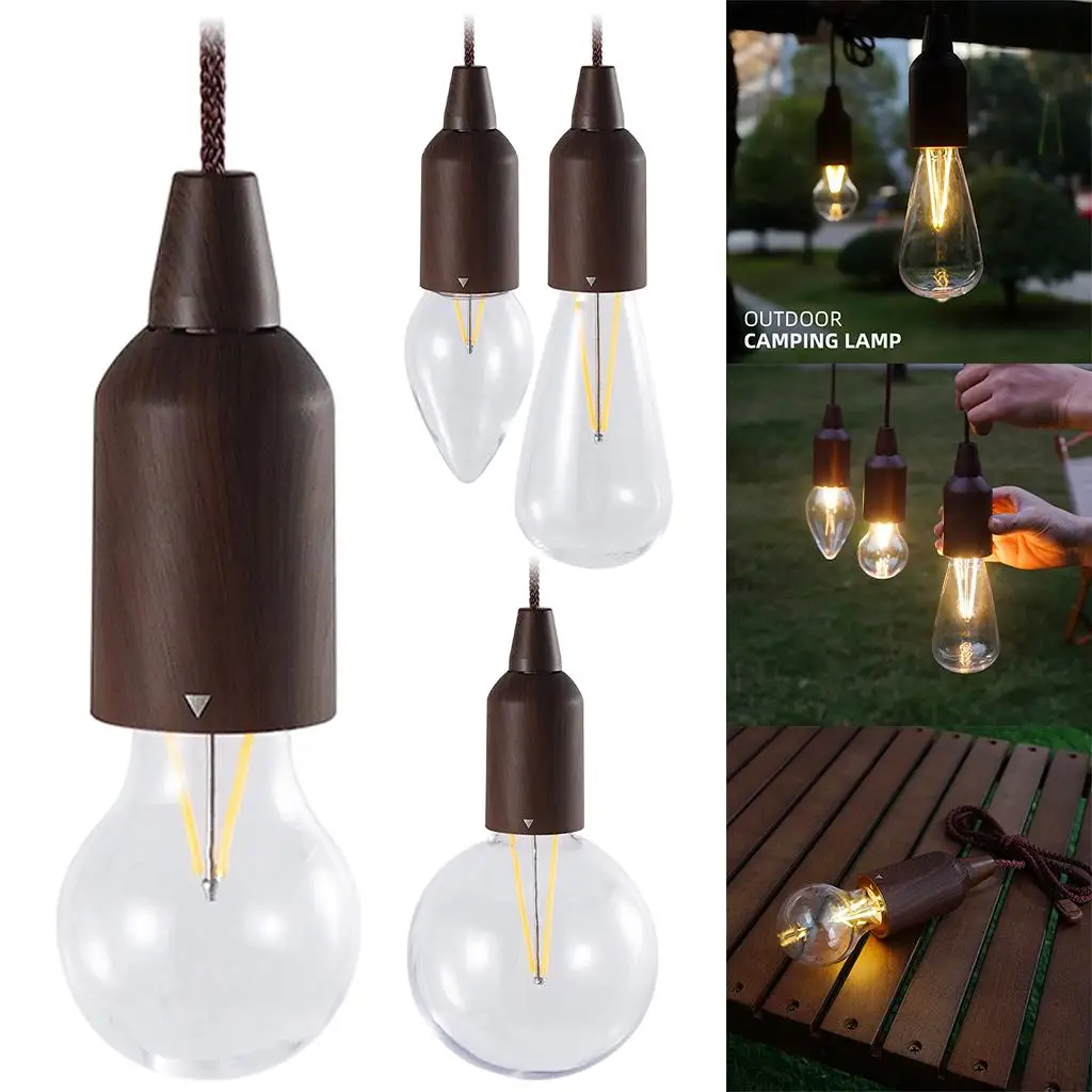 Pull Cord Light Hanging Bulb Tent Camping Lamp Battery Operated