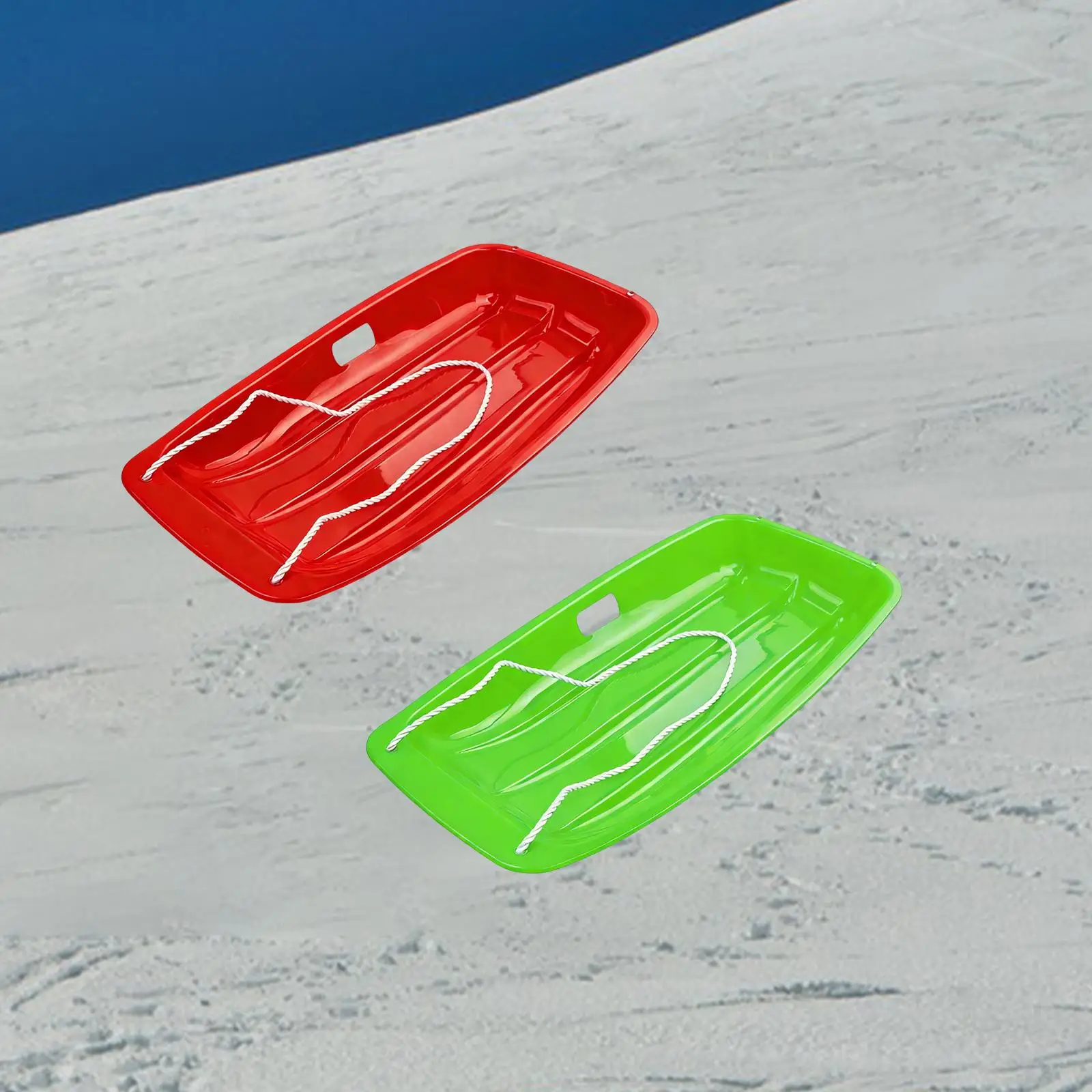 Downhill Sprinter Snow Sled Lightweight HDPE Sledding Board with Safety Traction Rope for Outdoor Winter Activities