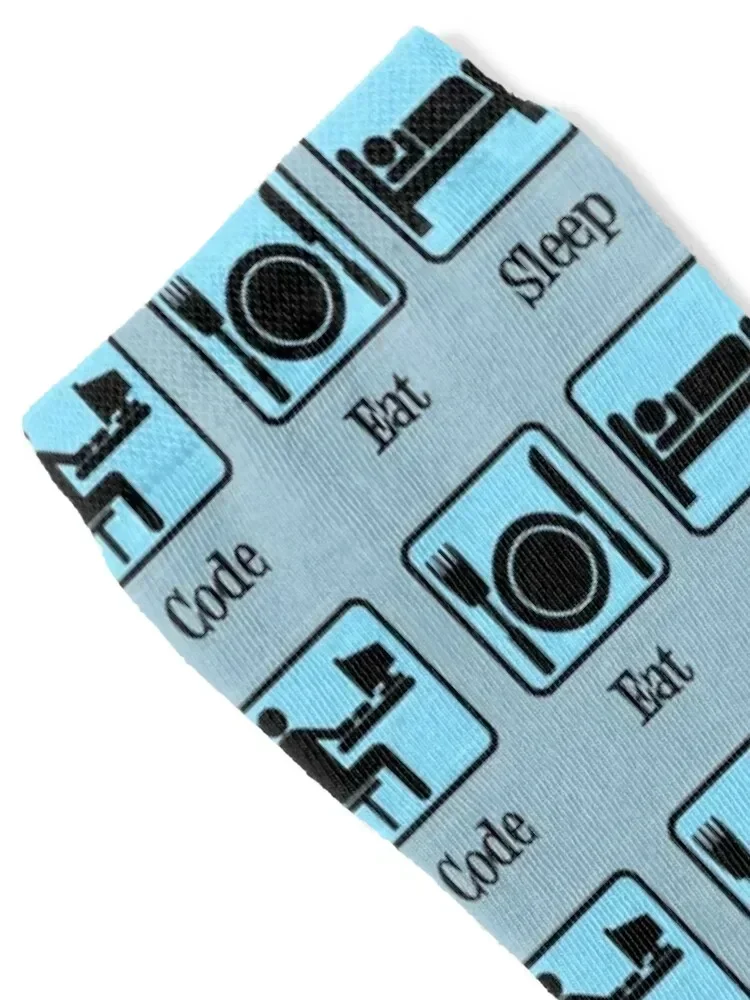 Eat Sleep Code - Funny Computer Programmer Socks colored fashionable Socks For Man Women's