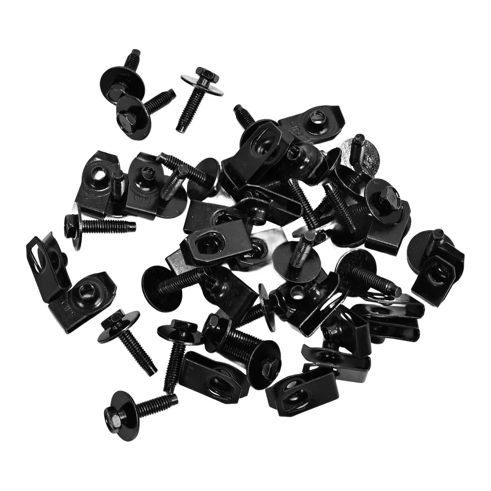 مجموعة تثبيت أجزاء جسم السيارة 50 قطعة 1/4 مشابك U-Nut مع مسامير رأس سداسية لإصلاح وتجميع آمن للسيارات