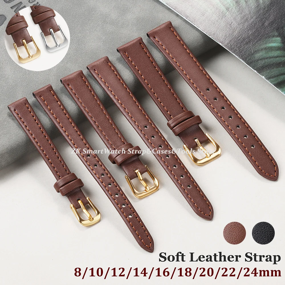 

8mm 10mm 12mm 14mm 16mm 18mm 20mm 22mm Universal Replacement PU Watch Strap for Men Women Soft Wrist Band Sport Bracelet