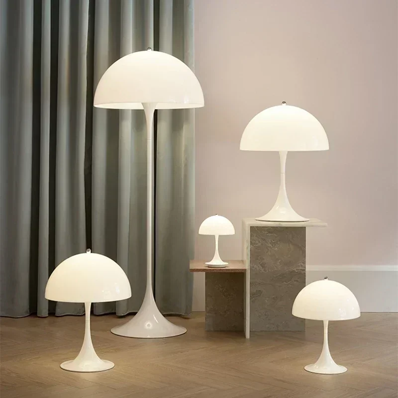 Nordic Danish Designer LED Mushroom Floor Lamp Living Room Study White Bedroom Bedside Reading Decorative Lighting Fixture Art