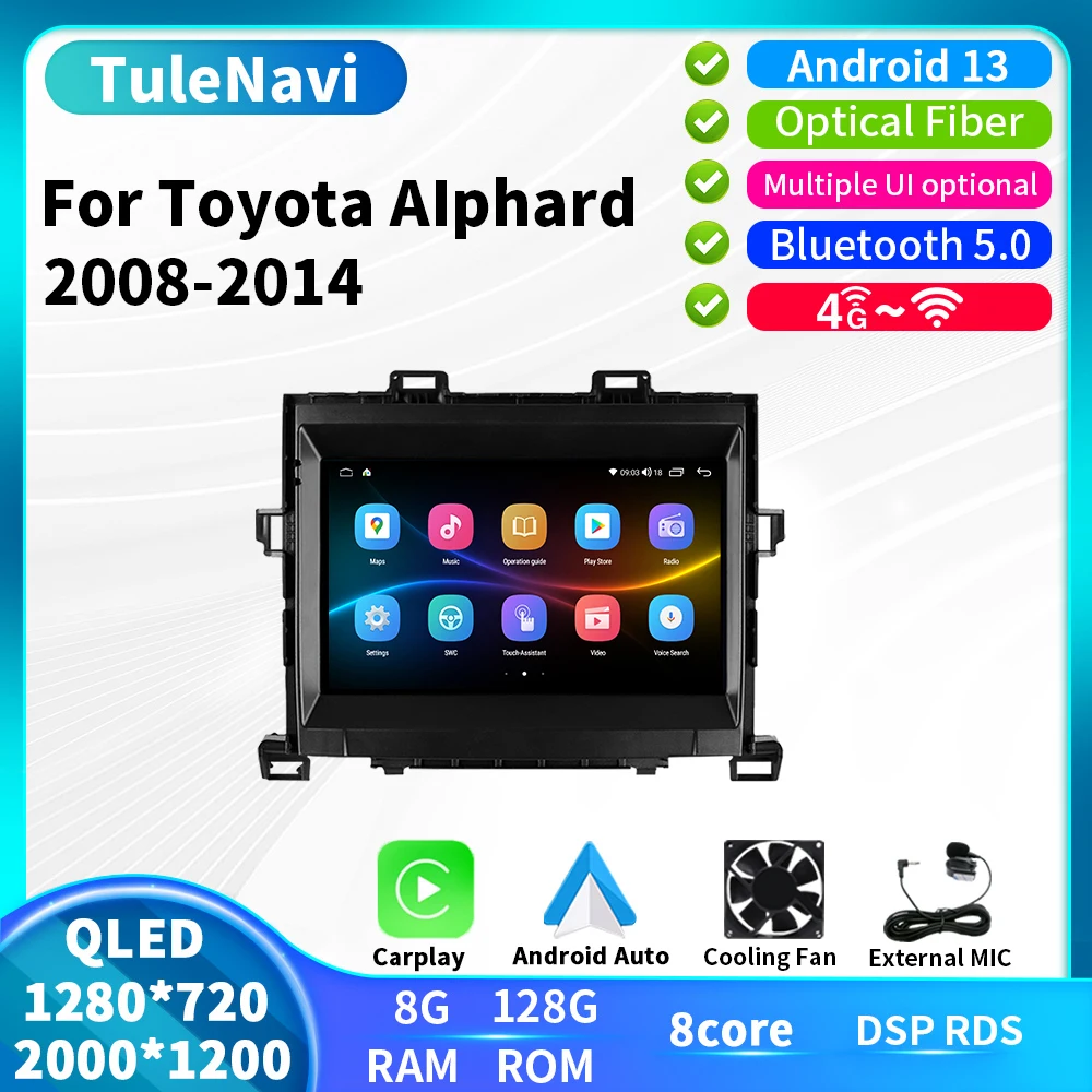 

2K Screen CarPlay Radio For Toyota Alphard H20 2008 - 2014 Android Auto Car Multimedia Player Stereo Ai Voice GPS 2Din DSP 4G