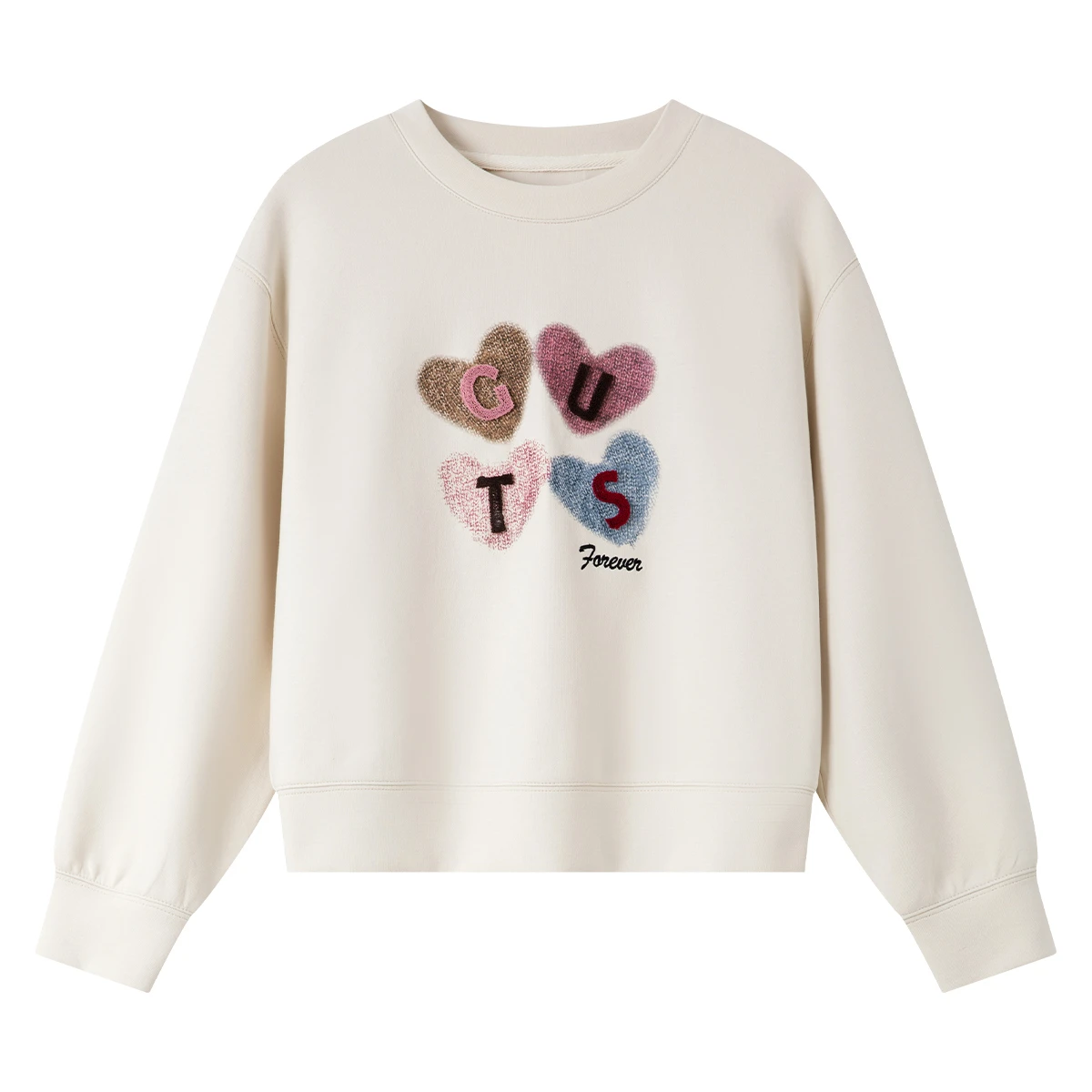 VIMLY Women's Graphic Sweatshirt 2025 Spring Autumn Letter Embroidered Loose Crew Neck Long Sleeve Top Woman Clothing A0399