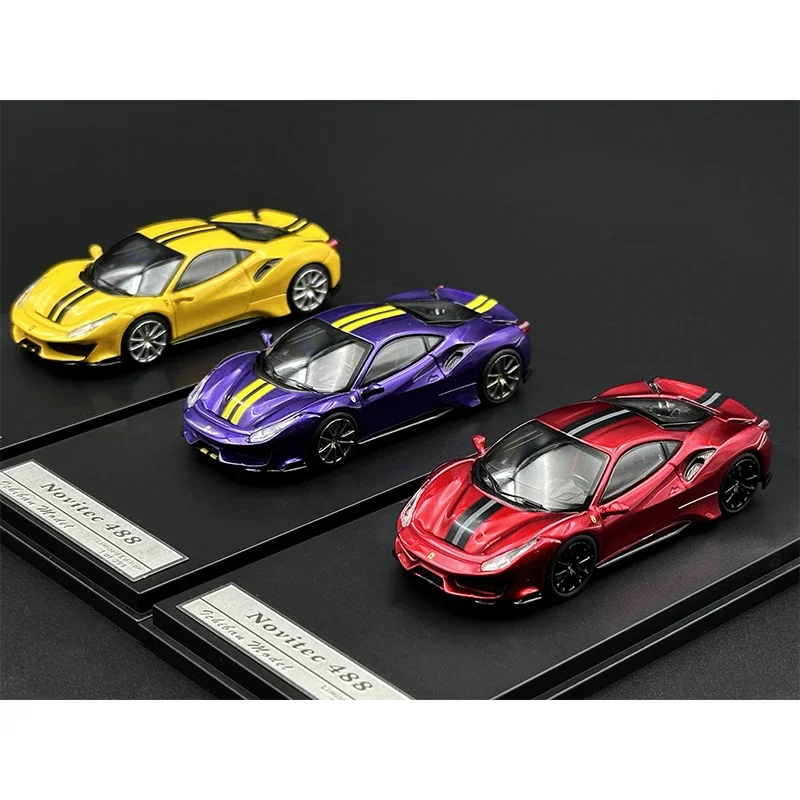 IM 1:64 Novitec 488 Pista Engine Hood Opened Diecast Diorama Car Model Collection Miniature Toys Ichiban