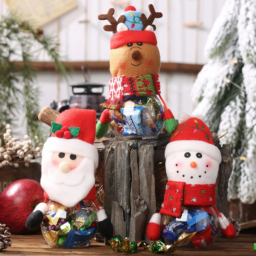 

Festive Reindeer Shape Candy Jar Large Capacity Transparent Container for Candies Cookies Desserts Christmas Theme Party Home