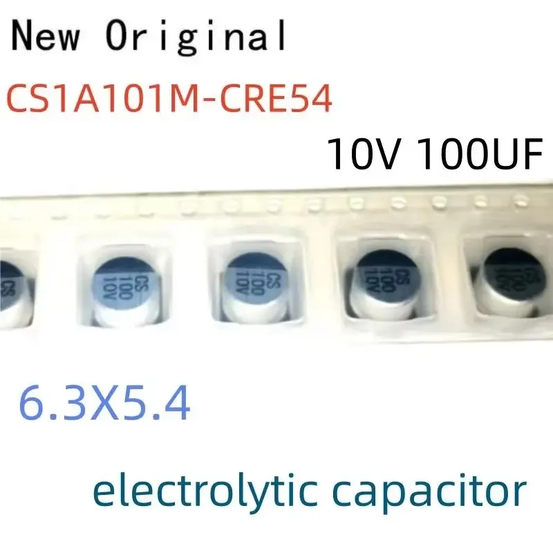 

50Pcs Cs1A101M-Cre54 10V 100Uf 6.3X5.4 New and Original Smd Aluminum Electrolytic Capacitor