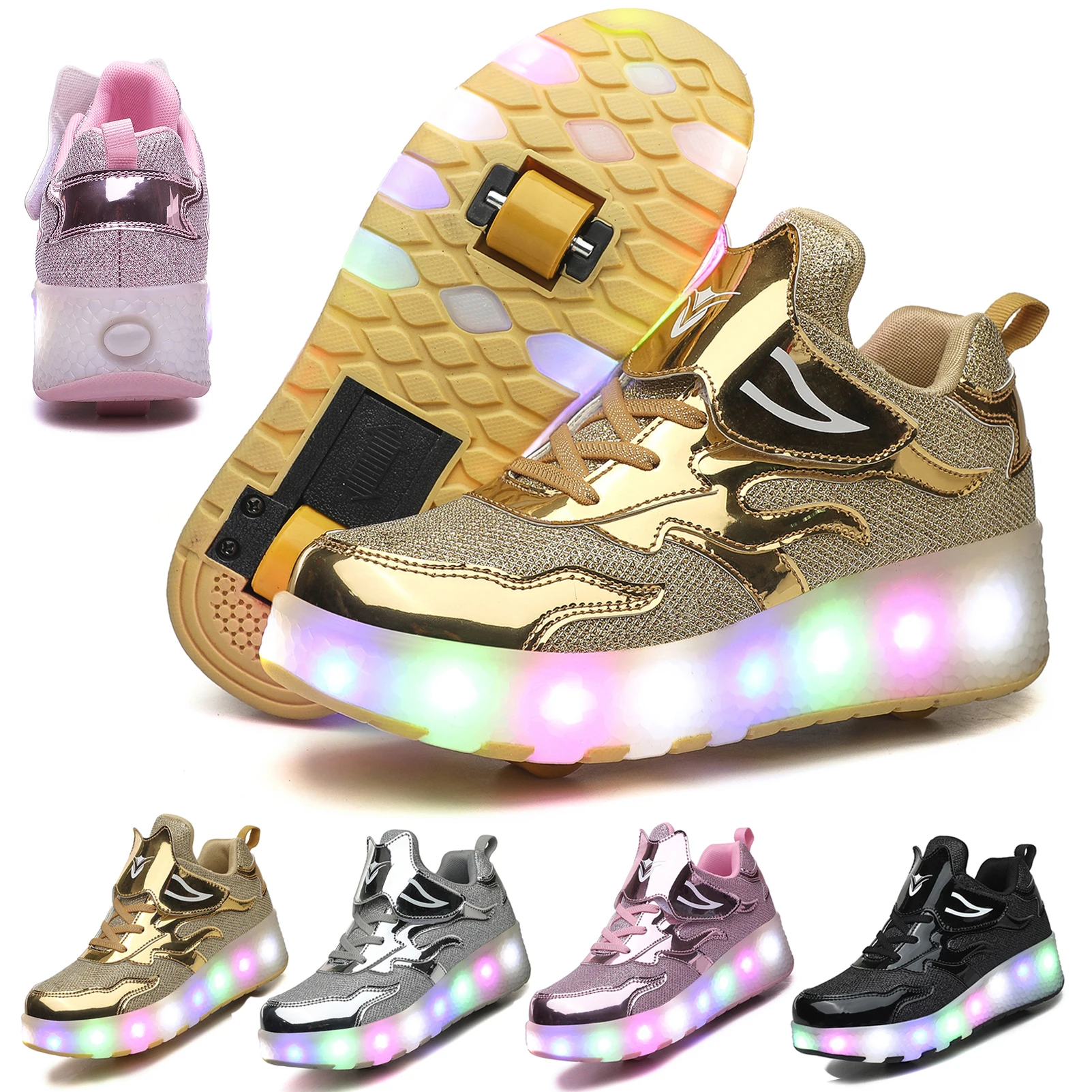 Children's Roller Sneaker Outdoor Indoor Skating Shoes Detachable Kids Glitter Skates Breathable Blade Boy Flying Shoes