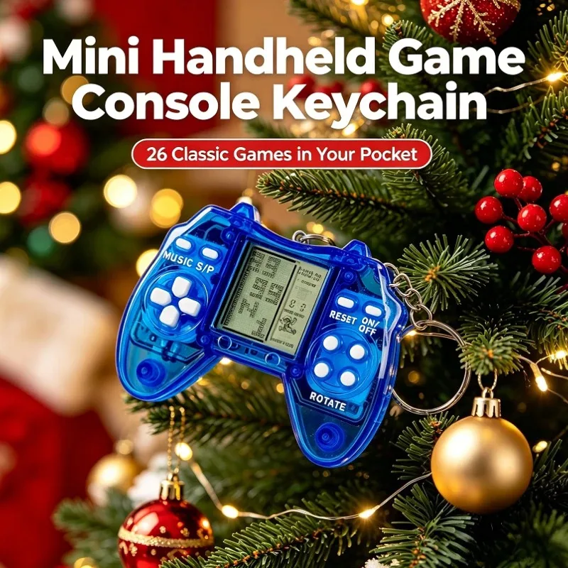 Special Transparent Gamepad Shaped Mini Game Keychain, Classic Retro Games, Portable Pocket Gaming Device For Christmas Presents