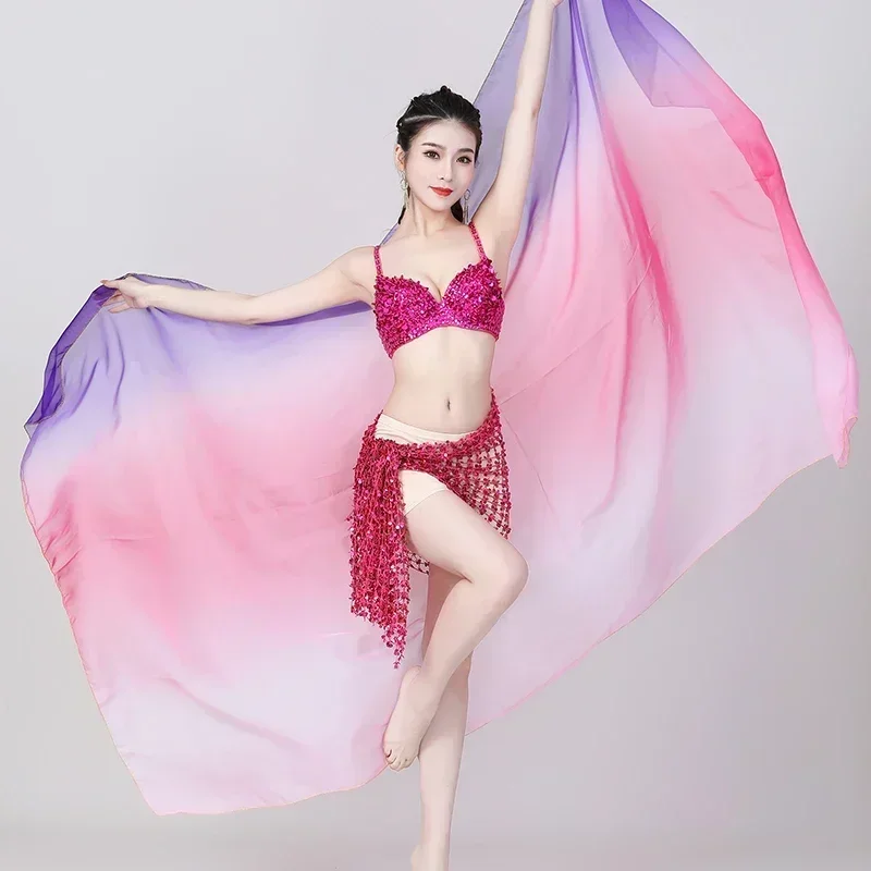 Women Belly Dance Chiffon Veils Light Belly Dancing Shawls Hand Thrown Stage Gradual Scarves
