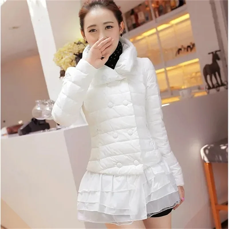 Women Down Cotton Jacket 2023 Autumn Winter New Female Double Breasted lapel With Thickened Warm Parkas 4XL