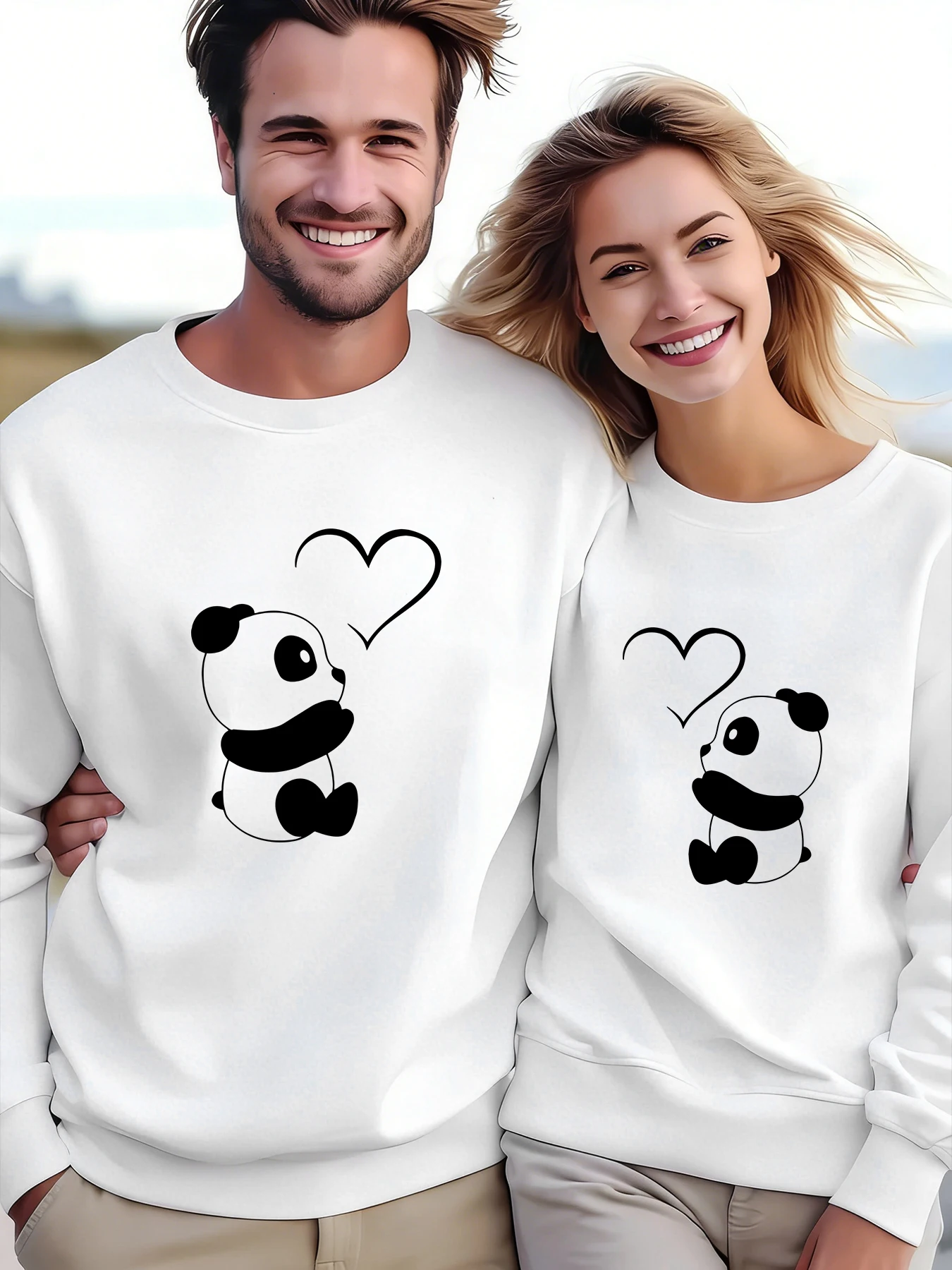 パンダ愛かわいいプリント服 O ネックルーズカジュアルプルオーバーバレンタインデーファッションスウェットシャツ特大暖かいスポーツウェア女性