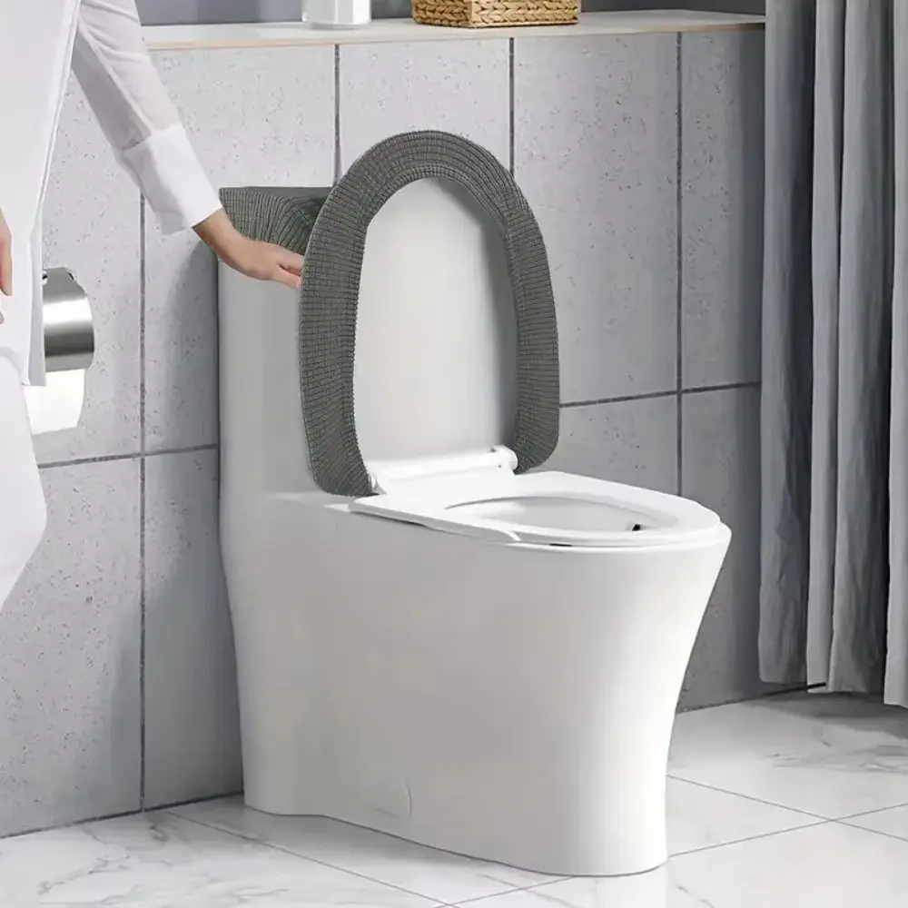 2Pcs/Set Solid Color Toilet Lid Cover Thickened Corn Pattern Tank Lid Cover Soft Touch Split WC Cover Hotel Bathroom