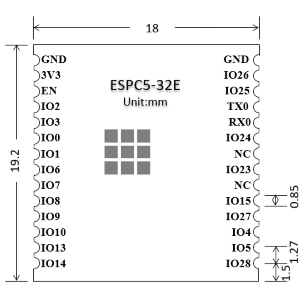 Módulo ESP32-C5 ESPC5-32E WIFI 6 2.4G + 5G + BLE compatível com módulo C5-1U