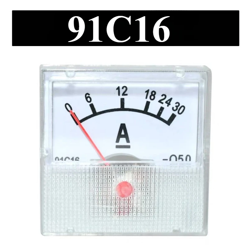 91C16 DC 10A/20A/30A/50A MINI Ammeter Panel Square Current Meters 5000W 75MV Ampere Meter Small Size Pointer Current Tester