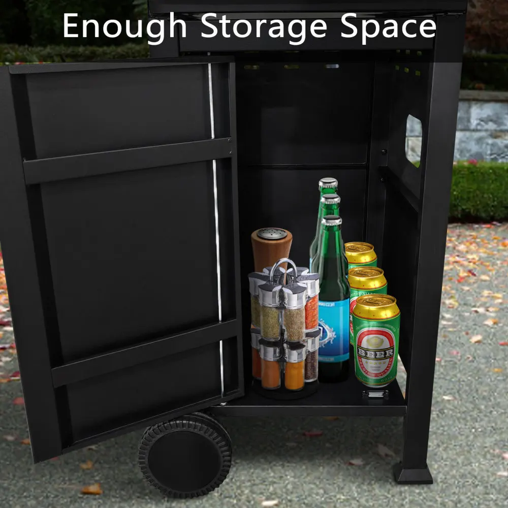 キャンプや共連れの屋外調理用の2バーナーガスグリルとピザオーブン。