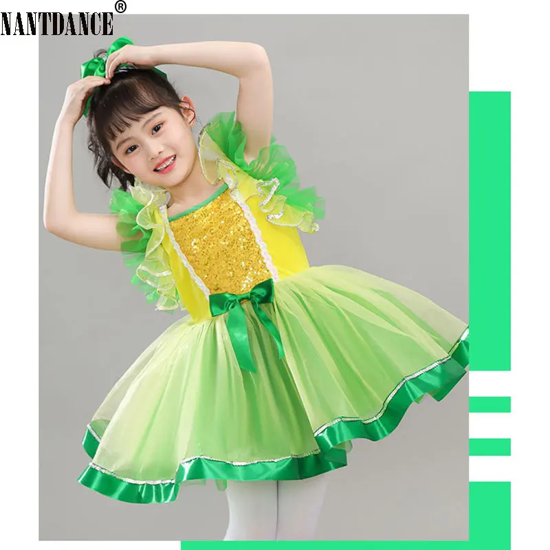 Kids Ballroom Clothing Sequined Tulle Party Prom Dresses For Girl Gown Children Evening Dresses Pink Girls Modern Dance Dress