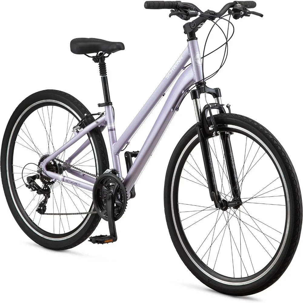 Network Hybrid Bike, Men and Women, 700c Wheels, 15-18-Inch Adult Frame, Front Suspension Alloy Linear Brakes