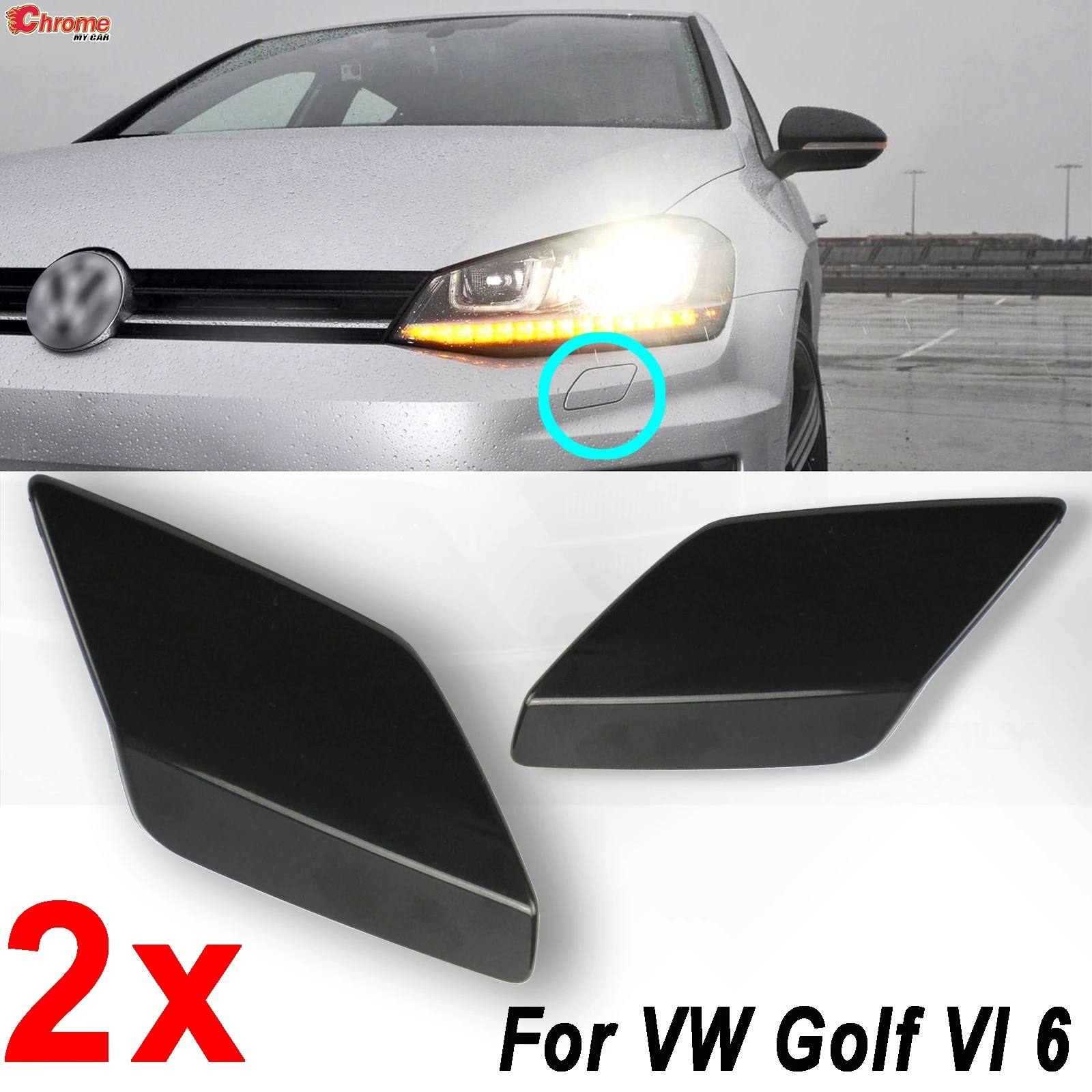 1 Pair Front Bumper Headlight Washer Nozzle Jet Spray Cover Cap For VW Golf A6 MK6 2008 - 2013 5K0955109C 5K0955110C Car-styling