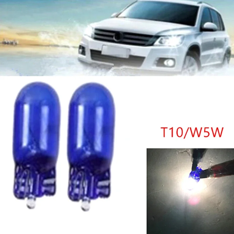 

10 шт. галогенные лампы T10 W5W — 12 В, 5 Вт, ксеноновые белые (6000 К) для внутреннего/купольного освещения автомобиля, габаритные и лампы номерного знака