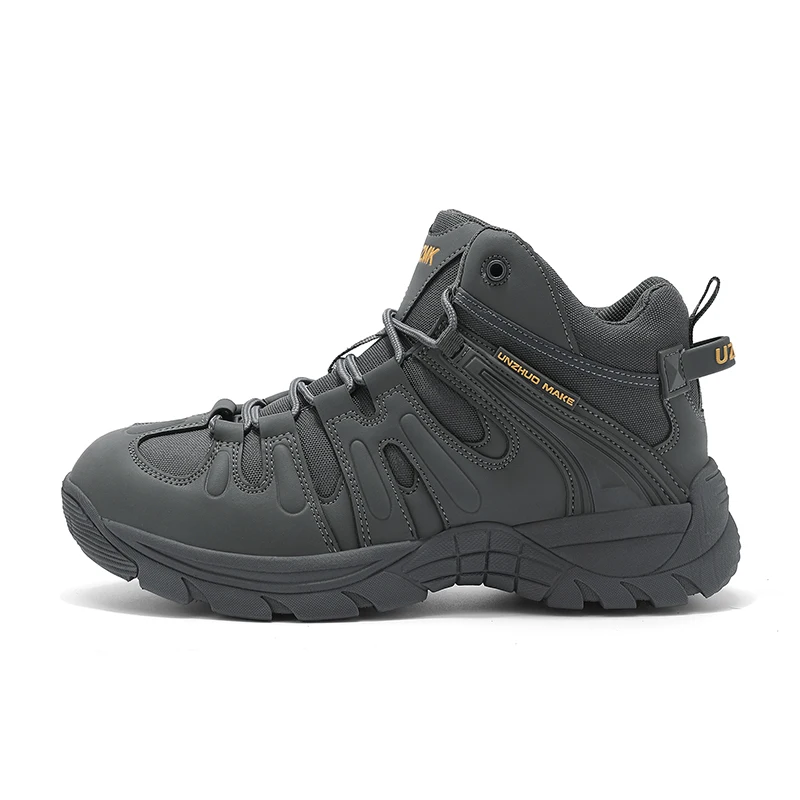 

Lightweight Hiking Shoes with Synthetic Leather & Oxford Upper, Durable Mid Top Waterproof Boots for Men Trekking