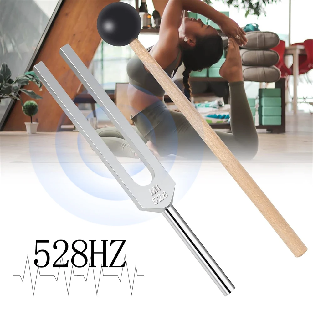 Miwayer Stimmgabel 528 Hz mit Silikonhammer und Reinigungstuch, perfektes heilendes Musikinstrument zur Linderung von Stress