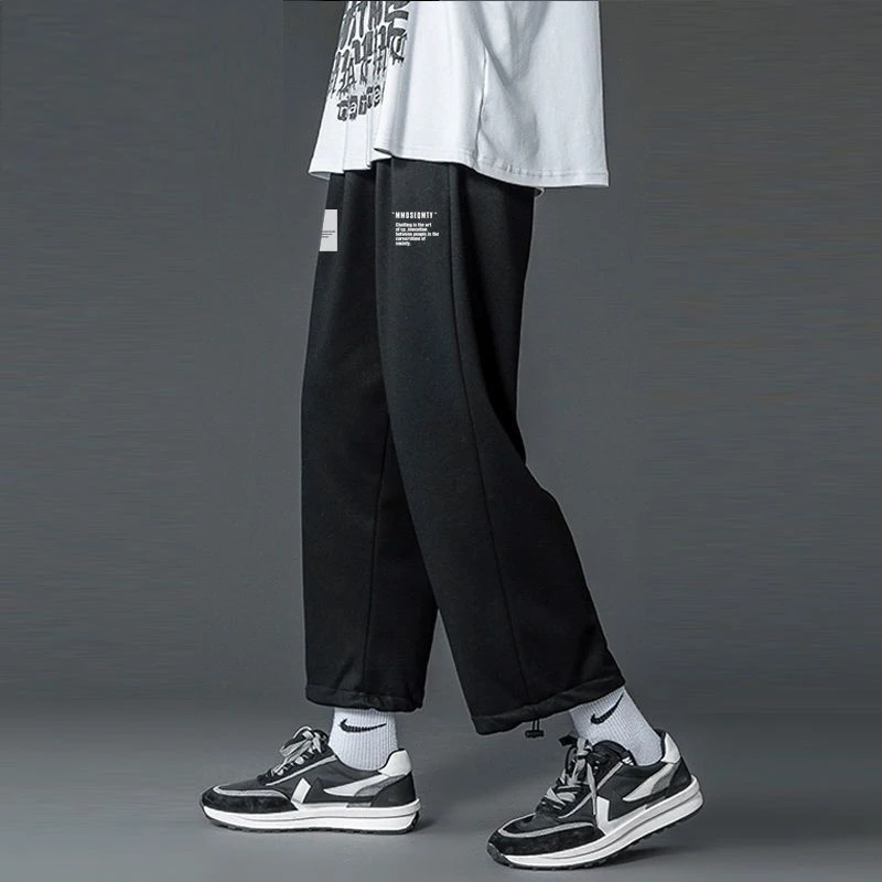 2023 Autumm Winter Oversized Loose Casual Letter Printing Straight Sweatpants Male Elastic Midi Waist Trend Fashion Pants Men