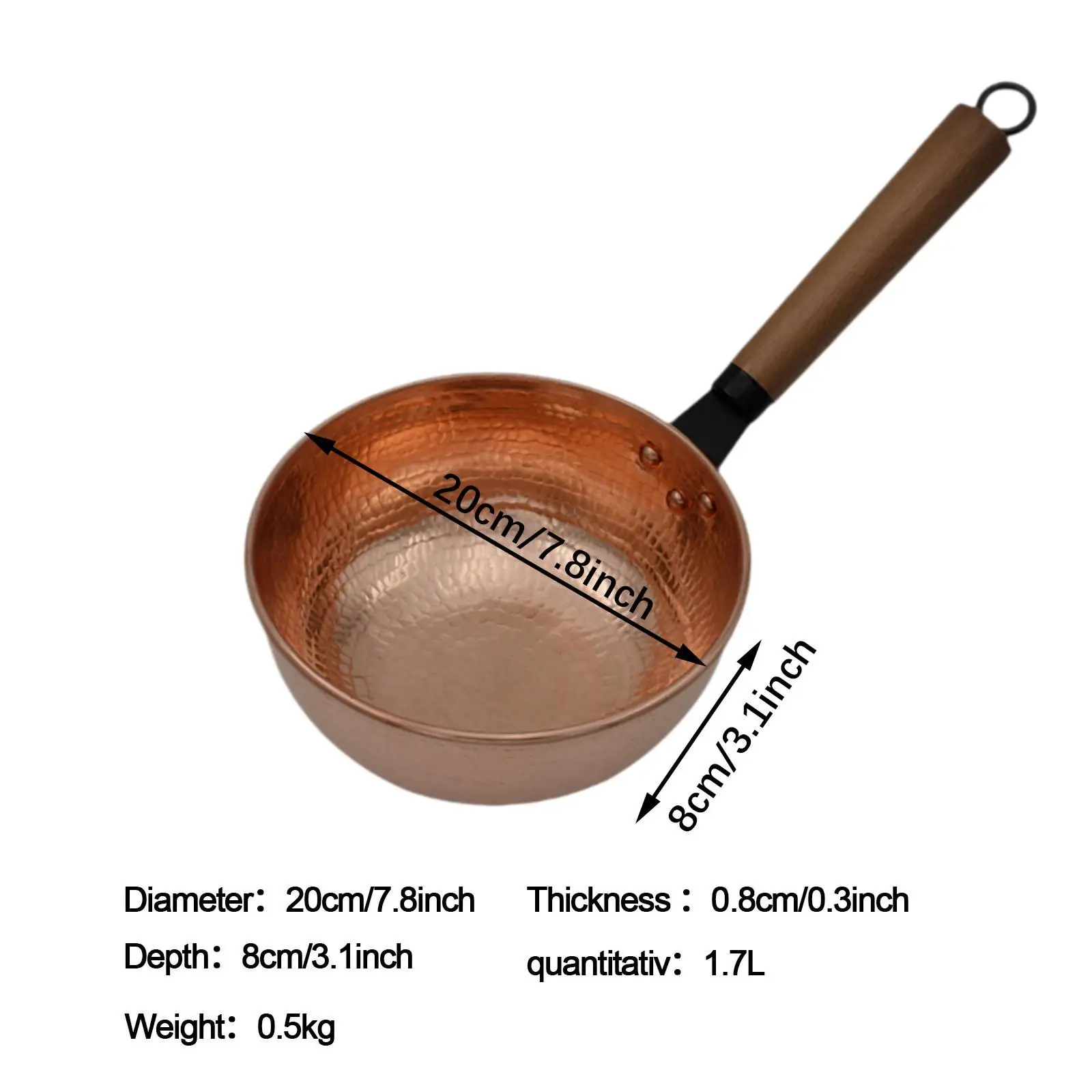 Saucepan with Handle Multipurpose Melting Butter Wamer Pan Stockpot Copper Pot for Home Restaurant Camping Kitchen Cooking