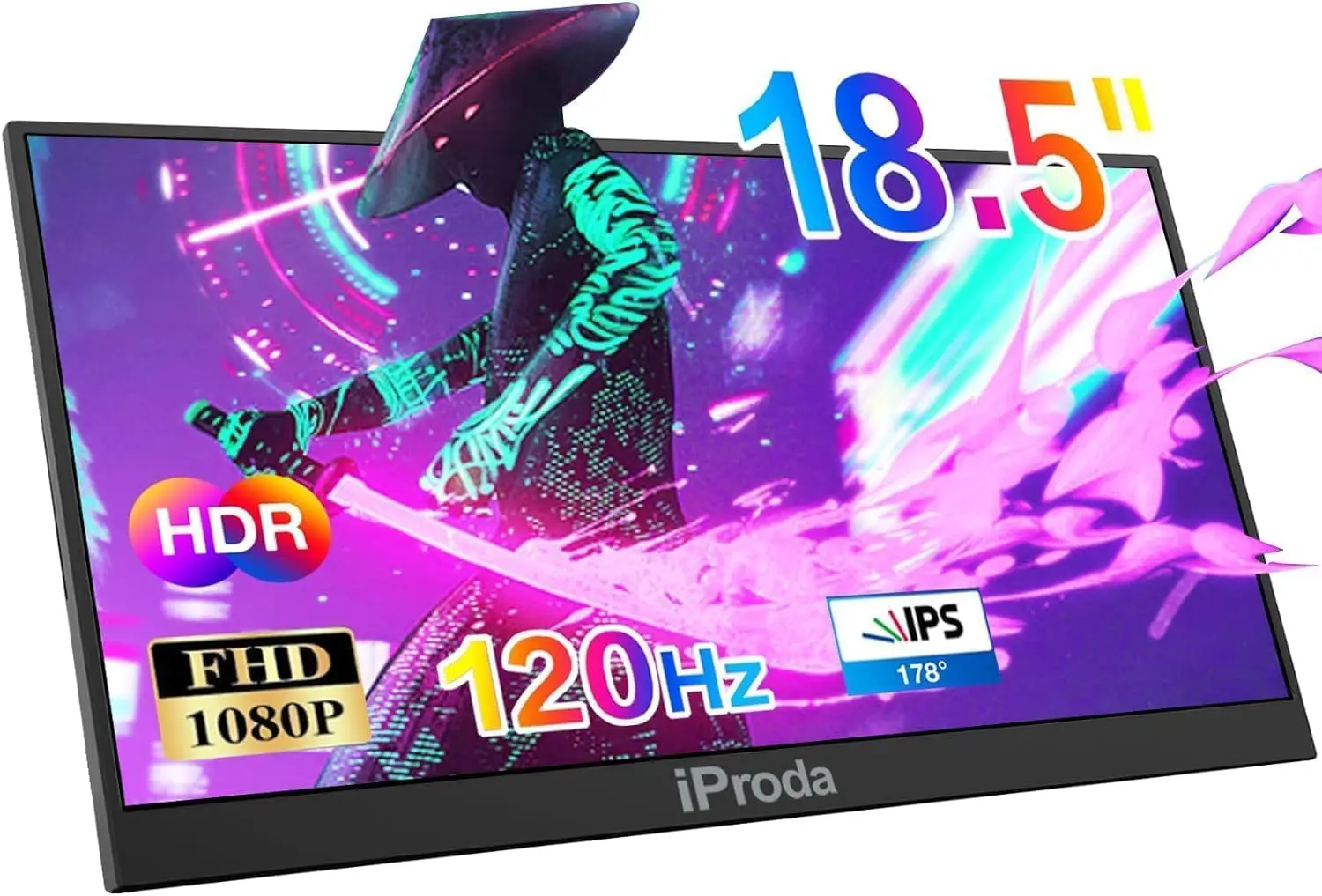 

Портативный монитор для ноутбука, 120 Гц FHD 1080P, 18,5-дюймовый игровой экран-расширитель для PS5/4, Mac, ПК, для путешествий