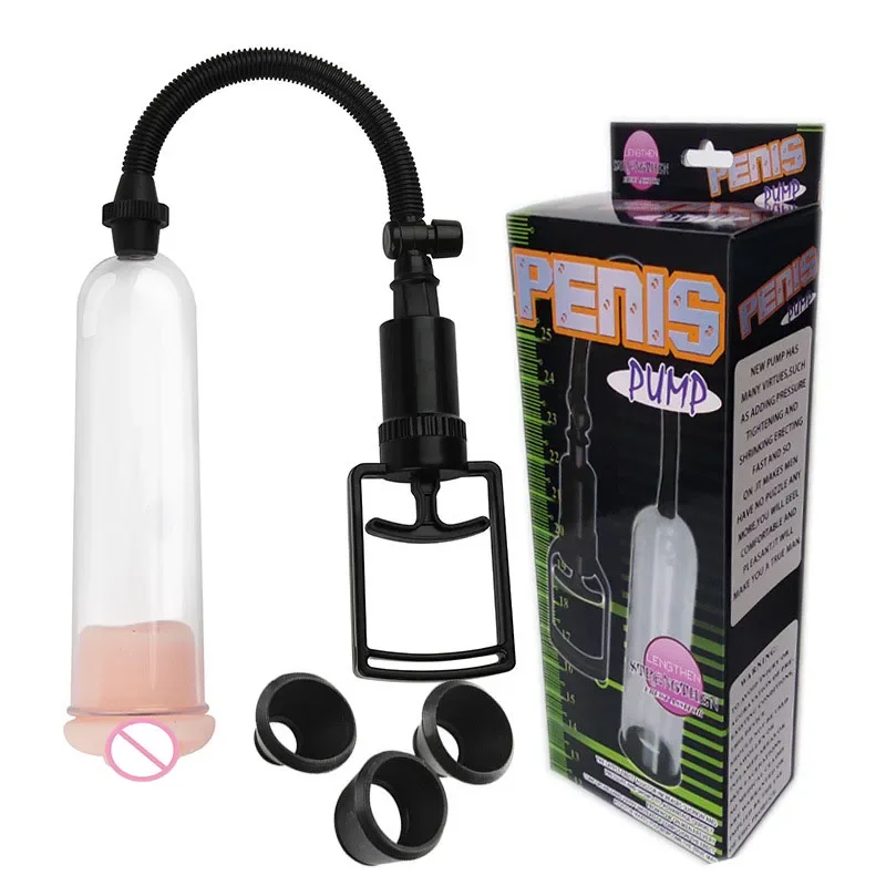 Vacuum Pump Sex Toys for Men Wholesale Manual Penis Enlargement Device with Penis Rings and Vagina Sleeve Accessory