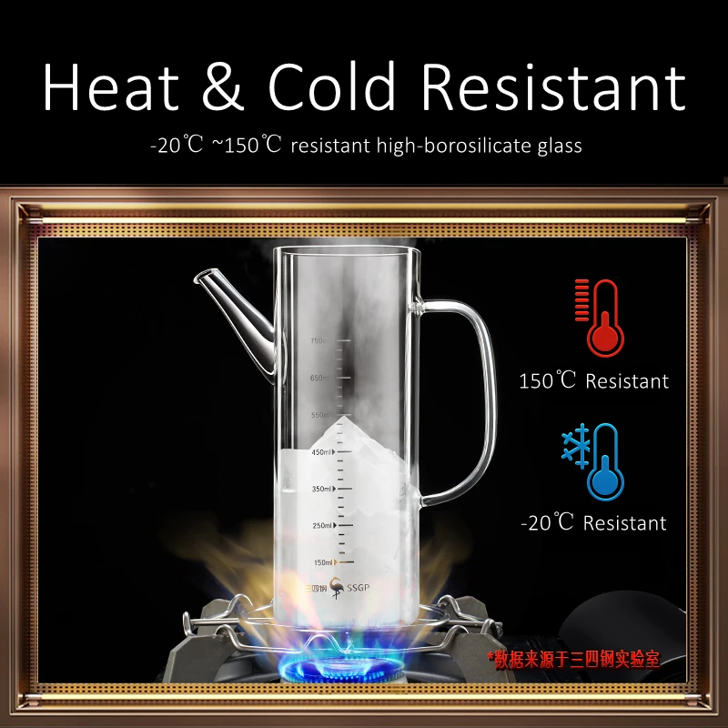LFGB Certificated High-borosilicate Glass Oilcan Anti-smash -20℃~150℃ Resistant Oil Kettle Dustproof Kitchen Sauce Container