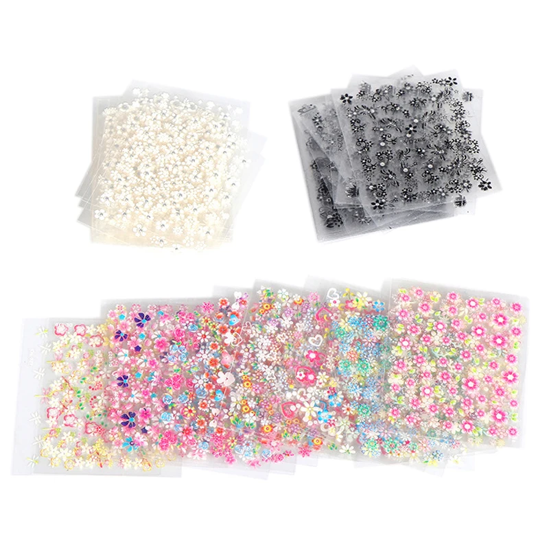 50 Sheets 3D Flower Nail Art Stickers, Nail Colorful Decals for Nail Tips Decoration Manicure