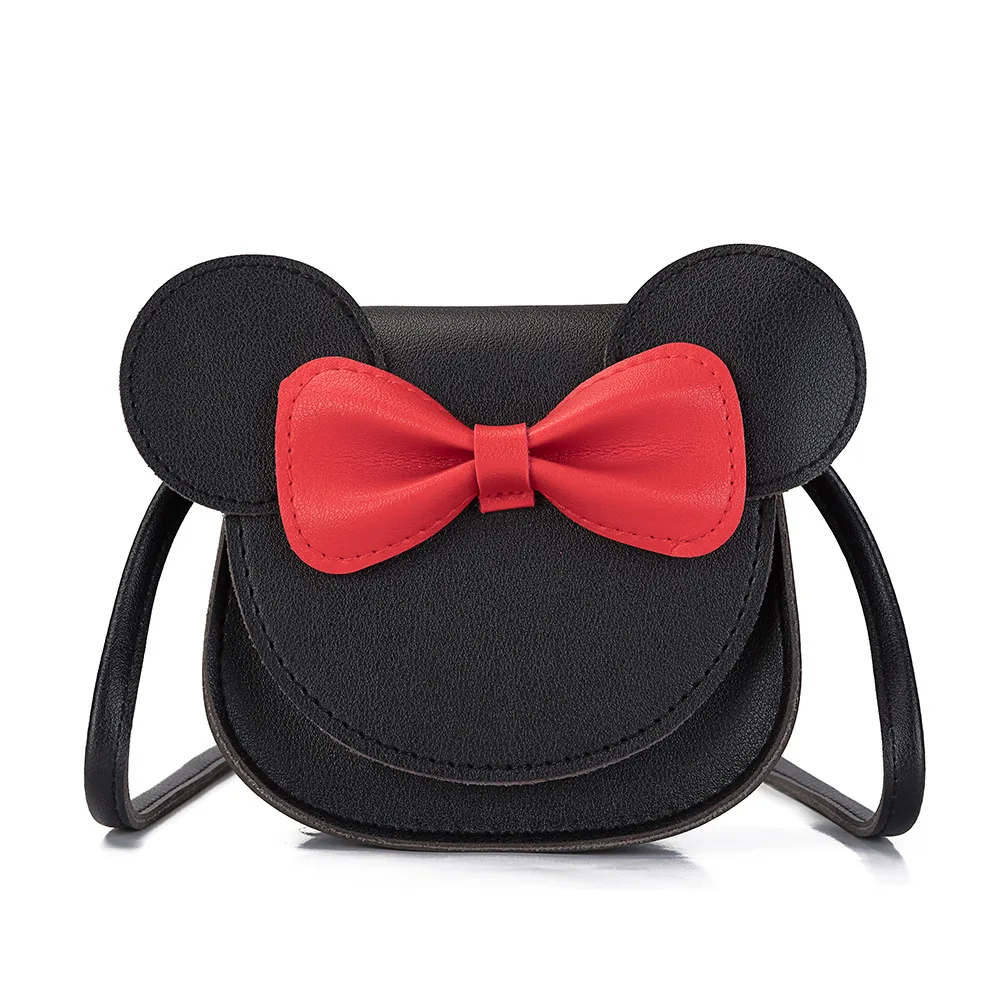 Korea Style Children Cartoon Mouse Shoulder Bag Girl Fashion PU Princess Bowknot Dress Coin Crossbody Mini Bag KBG006