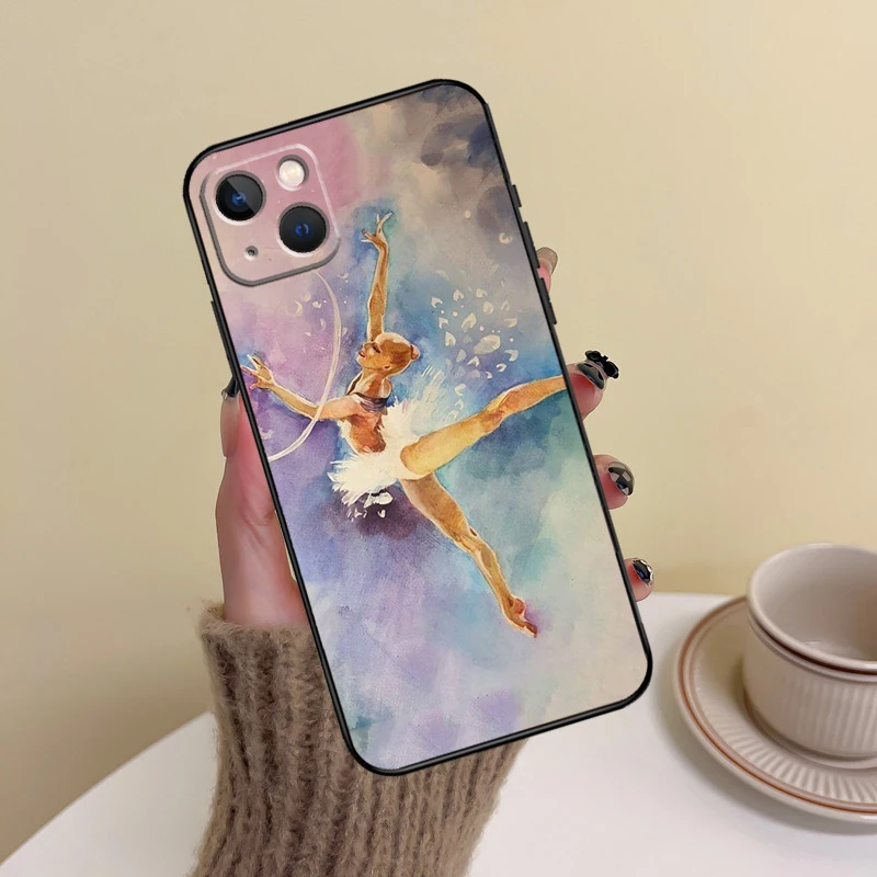 Gymnastics Oil Painting Phone Case For iPhone 15 14 13 12 11 16 Pro Max Mini X XS XR Max 7 8 Cover Funda