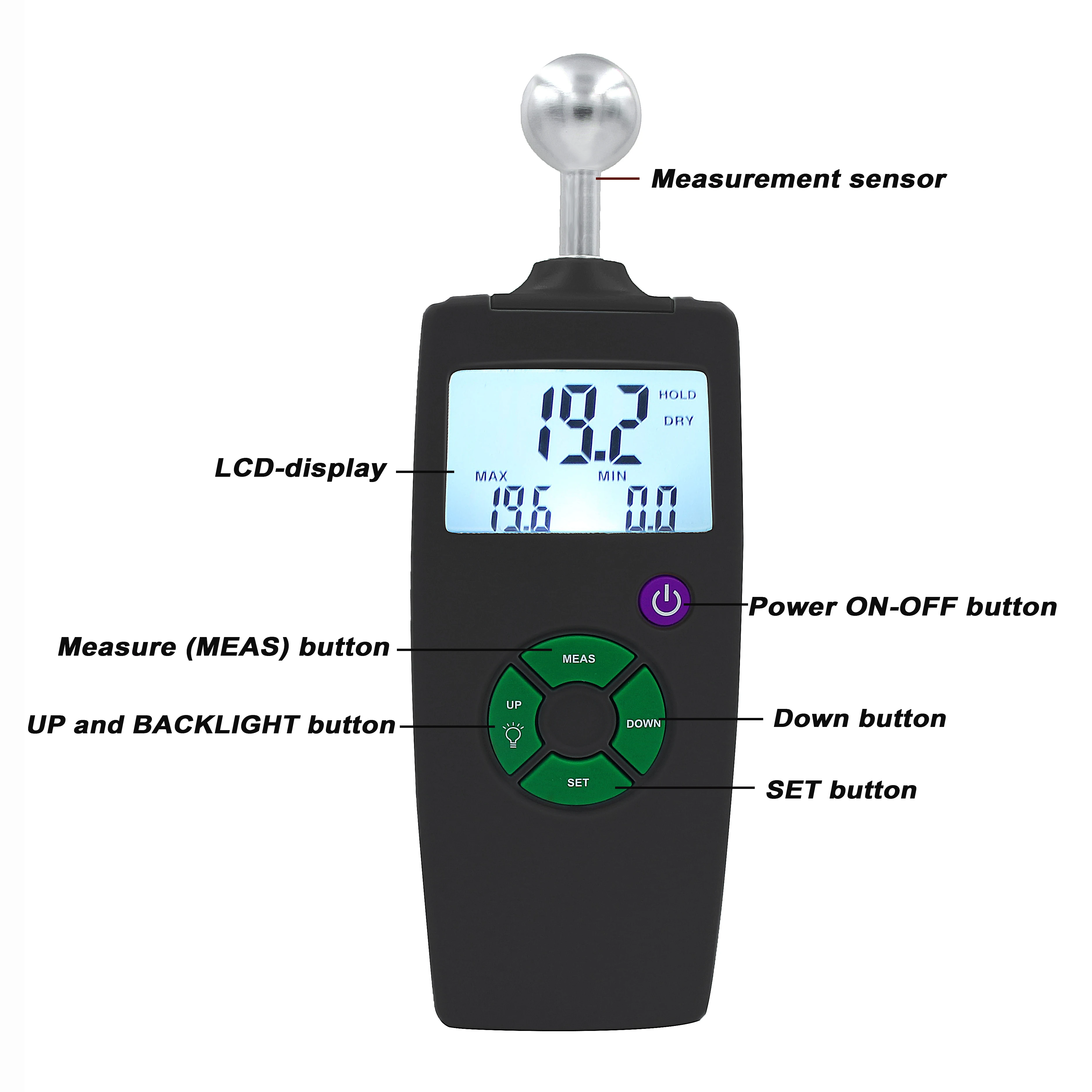 Nuovo CD-200 Grey contact Digital misuratore di umidità del legno Tester di umidità della carta igrometro da parete rilevatore di umidità del legname