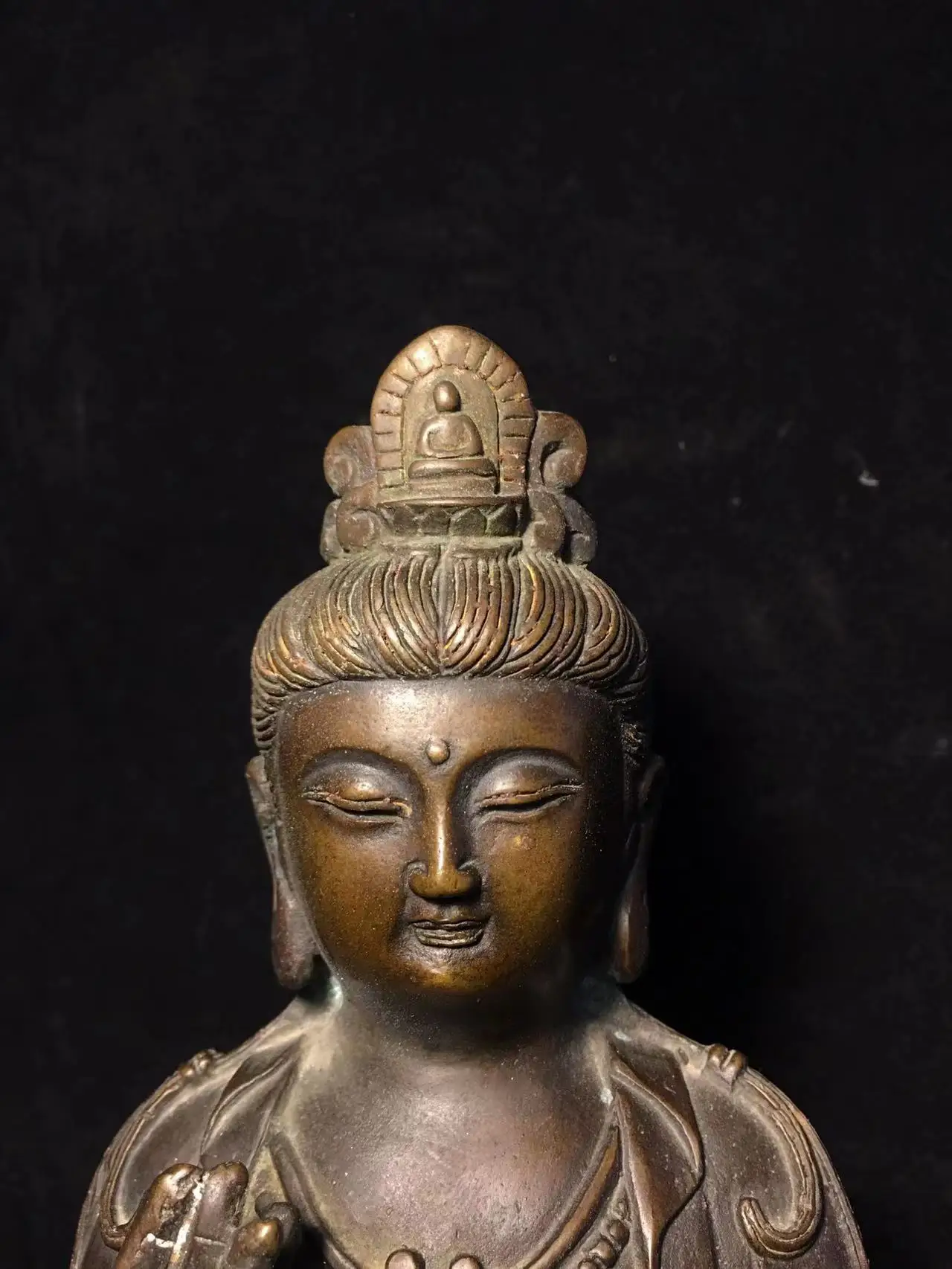 Old copper Goddess of mercy Buddha statue, Free shipping