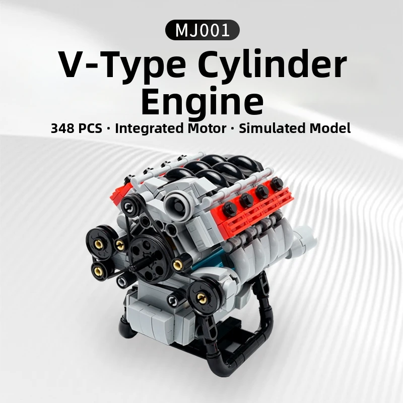 

New electric V8 engine model engine car MOC building block educational assembly toy