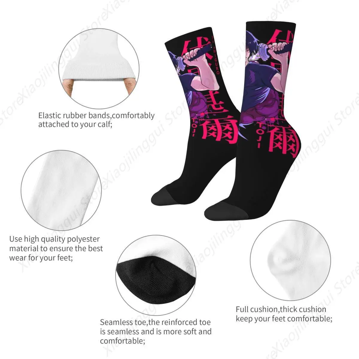 Toji Fushiguro Socks Men's Women's Polyester Fashion Jujutsu Kaisen Japanese Anime Socks Spring Summer Autumn Winter Socks Gift