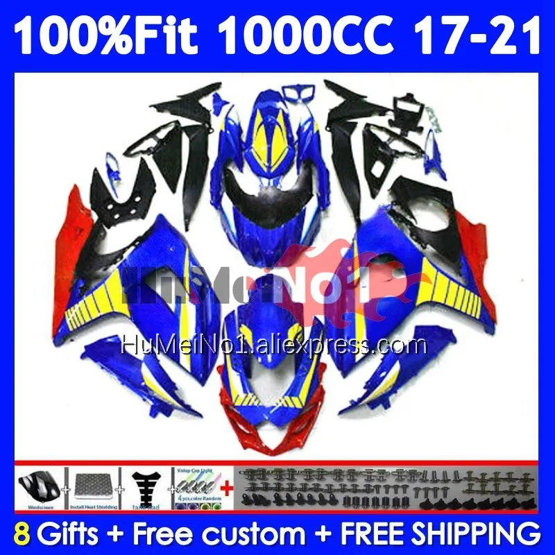 Injection For SUZUKI GSXR1000 GSXR 1000 L7 122No.3 K17 GSXR-1000 17 Glossy blue 18 19 20 21 2017 2018 2019 2020 2021 Fairings