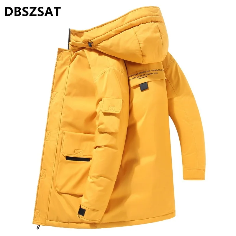 2023 Winter White Duck Down Jacket Men Fashion Hooded Jacket Men Windbreaker Thick Warm Parkas Coat Men Mid-long Puffer Jacket