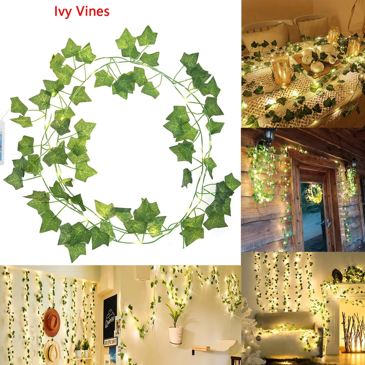 USB/Battery Powered 2M-10M Flower Green Leaf String Lights Artificial Vine Fairy Lights Christmas Garland for Weeding Home Decor