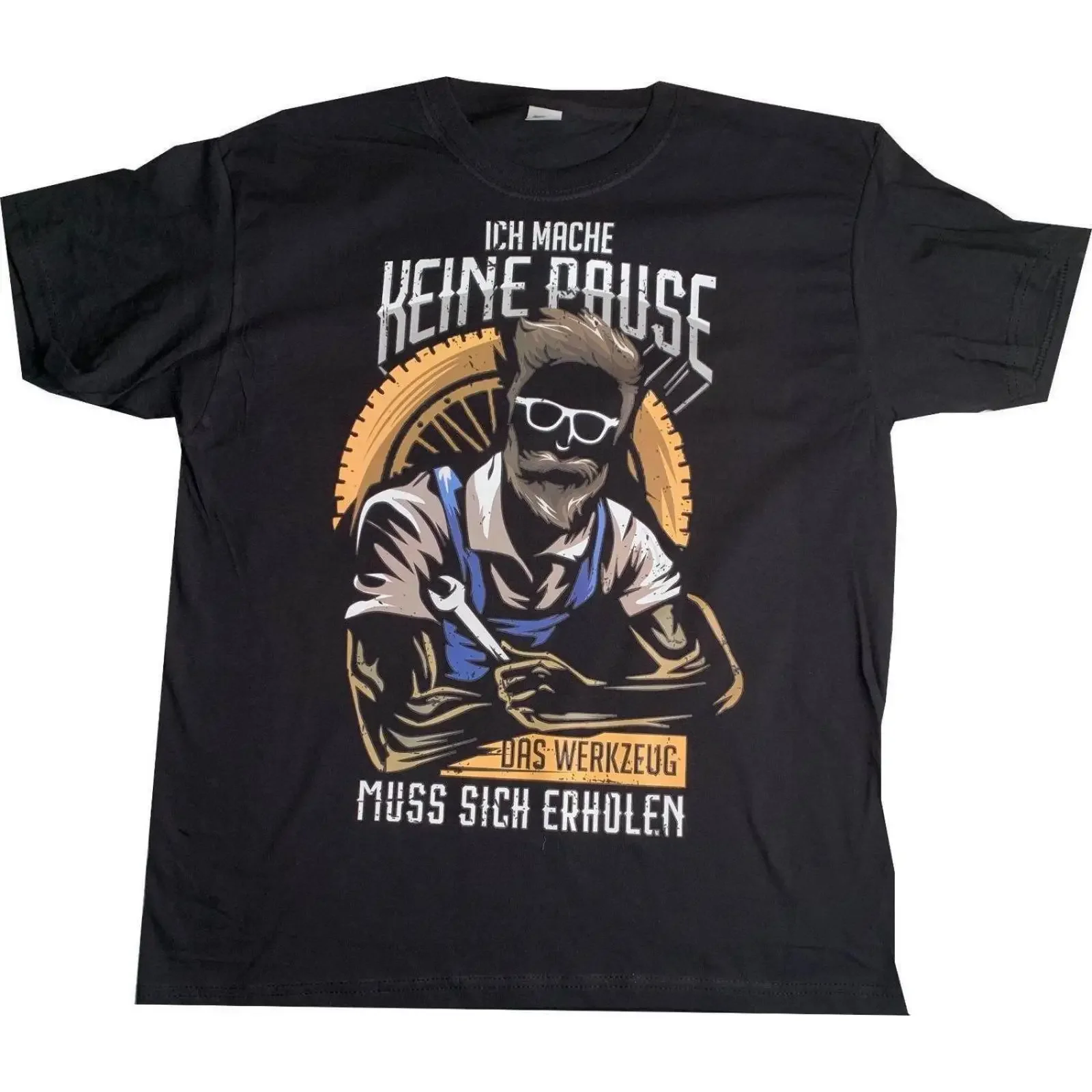 Camiseta Keune Pause Handwerker com Frases Engraçadas e Divertidas, Estilo Vintage D44, Lavada, Macia e Ligeiramente Versátil