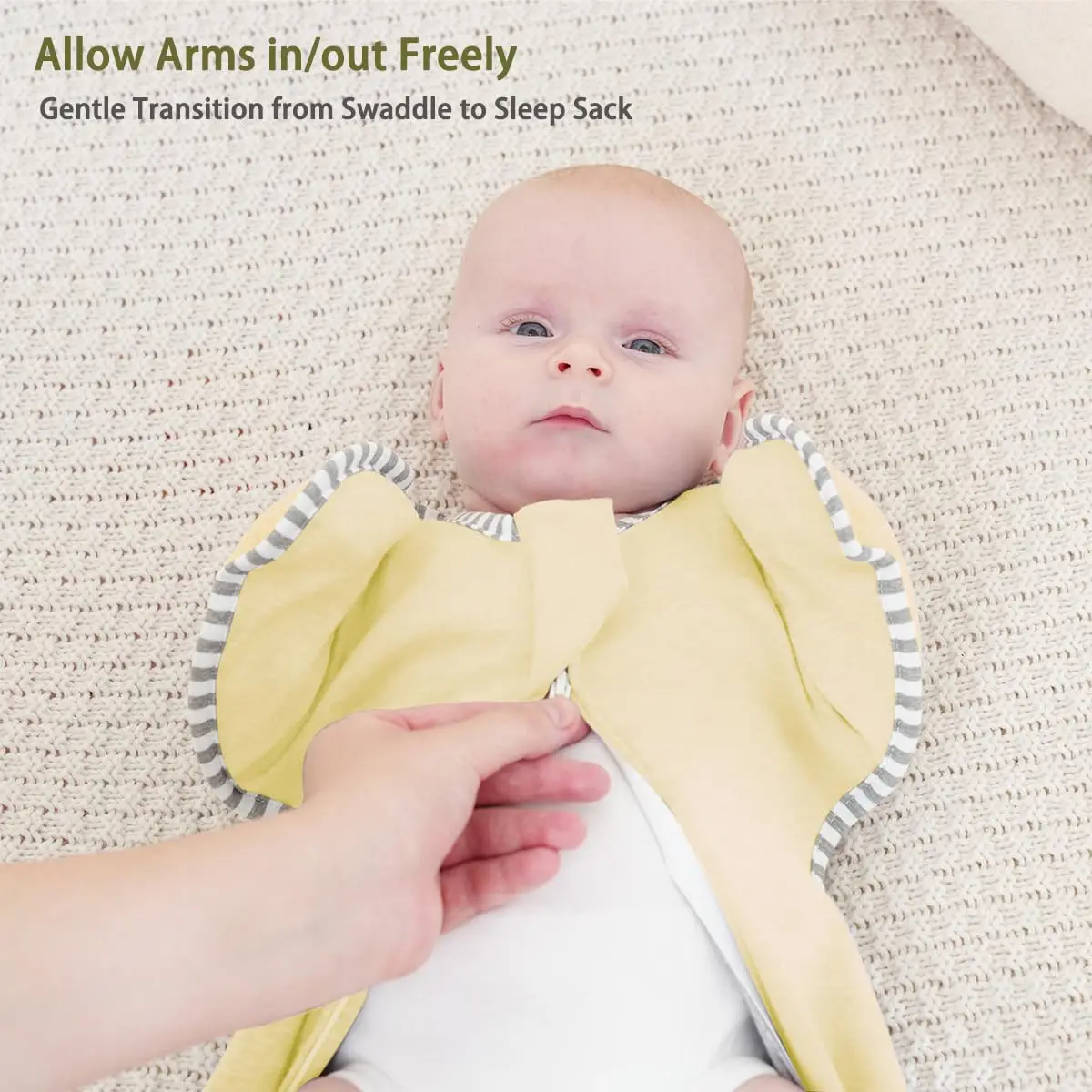 Cotton Baby Sleep Swaddle Sack with 2-Way Zipper for Girls, Large Size 20-27lbs, Arms In/Out Design